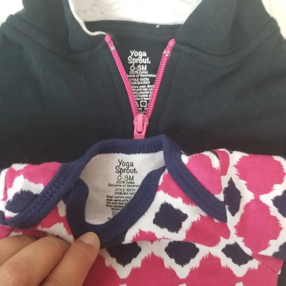 Yoga Sprout Gap 0-3M Zip‎ Up Onesie Bundle